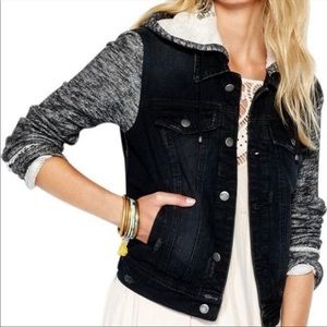 Free People Black Denim Jacket Distressed Small